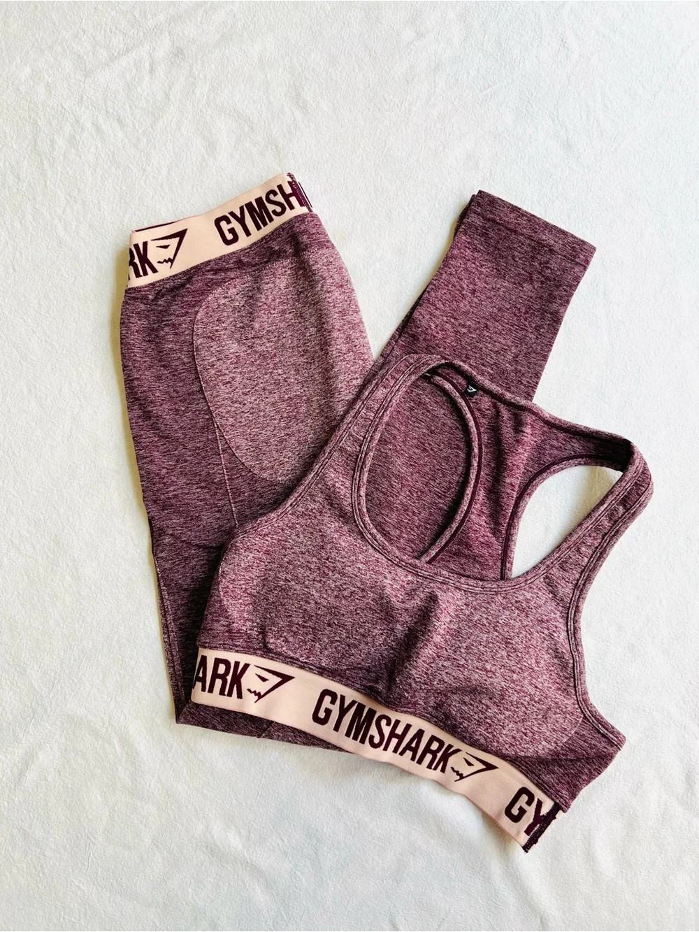 Gymshark Flex Matching Set Ruby Marl Leggings & Sports Bra Size L